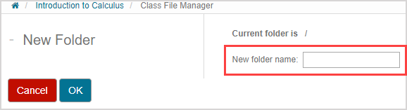 The text field next to the text 'new folder name' is highlighted in the New Folder pane.
